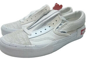 Vans Slip On Lace Glitter Croc Pearl White Beige Shoes Womens Sz 7